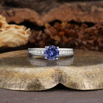 Retro-Minimalist 4-Prong Round Cut Tanzanite Engagement Ring - Additional view