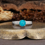 Retro-Minimalist 4-Prong Round Cut Turquoise Engagement Ring - Additional view