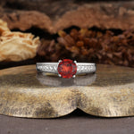 Retro-Minimalist 4-Prong Round Cut Garnet Engagement Ring - Additional view