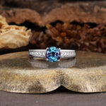 Retro-Minimalist 4-Prong Round Cut Alexandrite Engagement Ring - Additional view