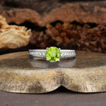 Retro-Minimalist 4-Prong Round Cut Peridot Engagement Ring - Additional view