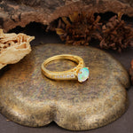Retro-Minimalist 4-Prong Round Cut Fire Opal Engagement Ring - Additional view