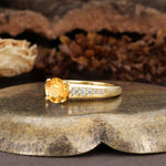 Retro-Minimalist 4-Prong Round Cut Citrine Engagement Ring - Additional view