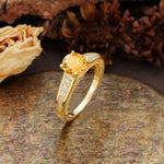 Retro-Minimalist 4-Prong Round Cut Citrine Engagement Ring - Additional view