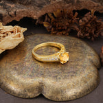 Retro-Minimalist 4-Prong Round Cut Citrine Engagement Ring - Additional view