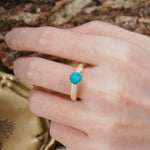 Retro-Minimalist 4-Prong Round Cut Turquoise Engagement Ring - Additional view