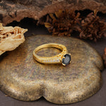 Retro-Minimalist 4-Prong Round Cut Black Onyx Engagement Ring - Additional view