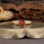 Retro-Minimalist 4-Prong Round Cut Garnet Engagement Ring - Additional view