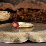 Retro-Minimalist 4-Prong Round Cut Garnet Engagement Ring - Additional view