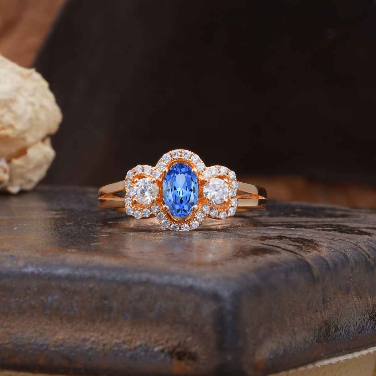 Vintage Milgrain Beaded Mixed Cut Sapphire Stacking Wedding Band - Additional view