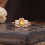 Vintage Milgrain Beaded Mixed Cut Citrine Stacking Wedding Band - Additional view