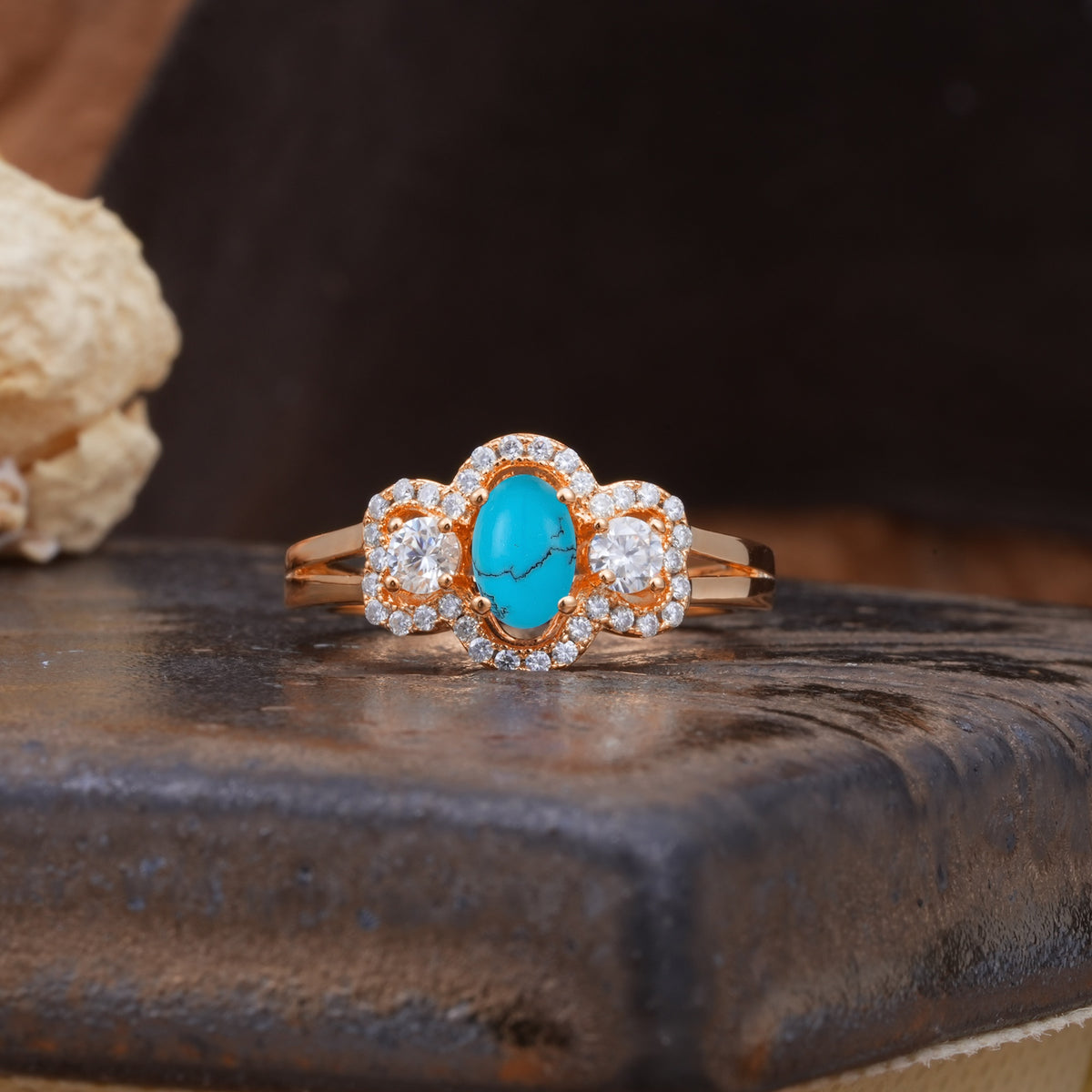Vintage Milgrain Beaded Mixed Cut Turquoise Stacking Wedding Band - Additional view