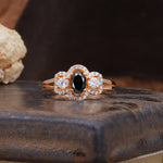 Vintage Milgrain Beaded Mixed Cut Black Onyx Stacking Wedding Band - Additional view