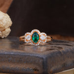 Vintage Milgrain Beaded Mixed Cut Emerald Stacking Wedding Band - Additional view