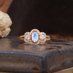 Vintage Milgrain Beaded Mixed Cut Moonstone Stacking Wedding Band - Additional view