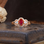 Vintage Milgrain Beaded Mixed Cut Ruby Stacking Wedding Band - Additional view