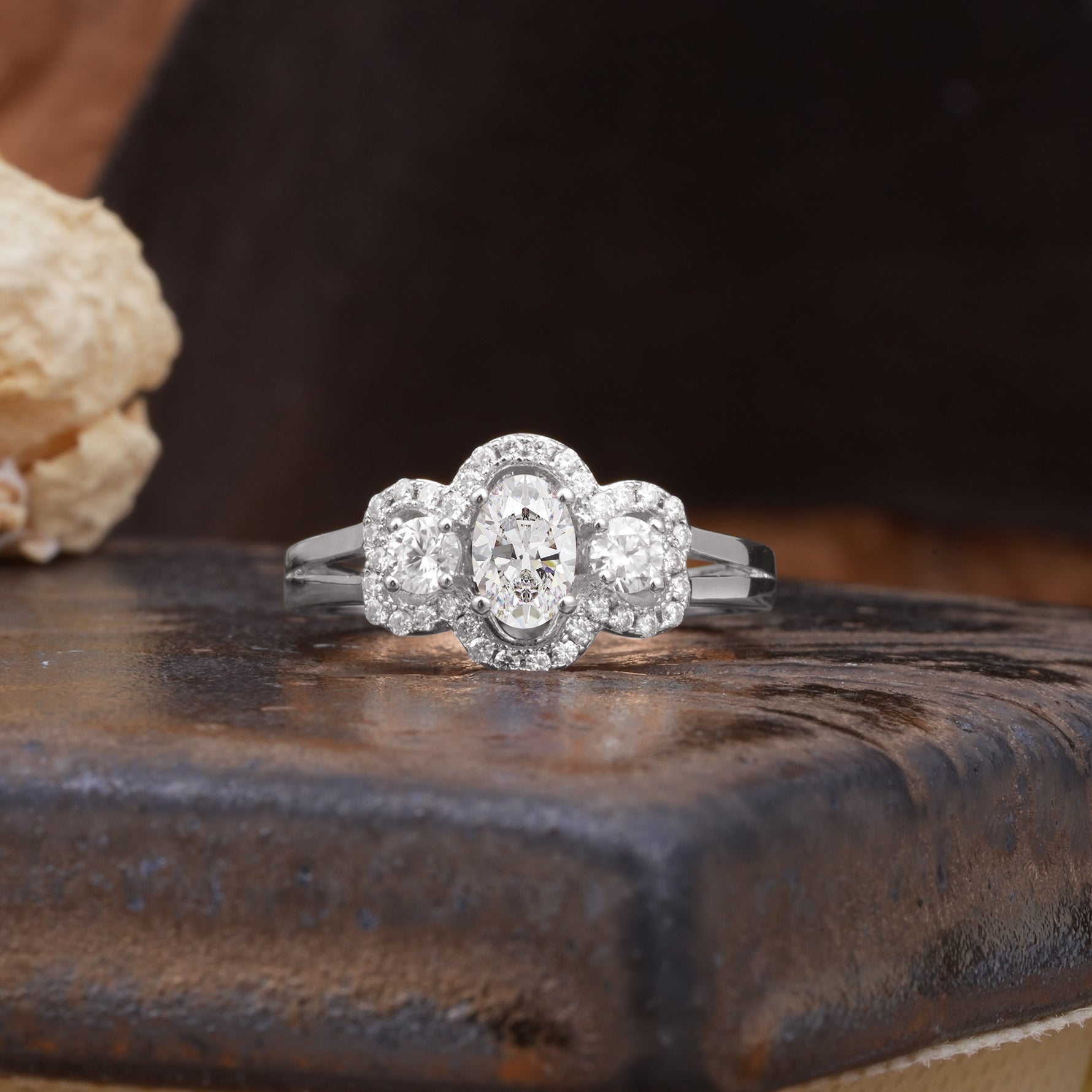 Vintage Milgrain Beaded Mixed Cut Moissanite Stacking Wedding Band - Additional view