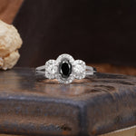 Vintage Milgrain Beaded Mixed Cut Black Onyx Stacking Wedding Band - Additional view