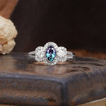 Vintage Milgrain Beaded Mixed Cut Alexandrite Stacking Wedding Band - Additional view