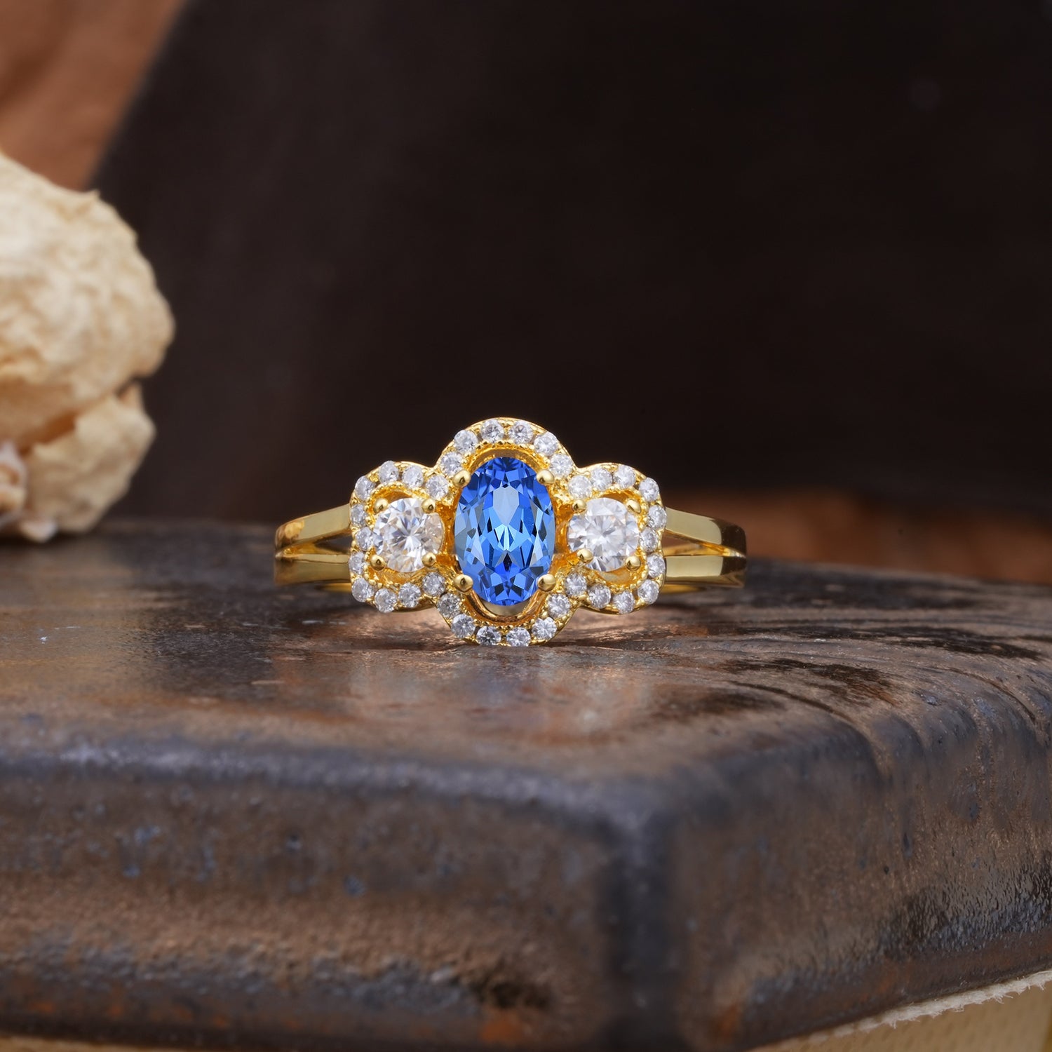 Vintage Milgrain Beaded Mixed Cut Sapphire Stacking Wedding Band - Additional view