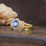 Vintage Milgrain Beaded Mixed Cut Sapphire Stacking Wedding Band - Additional view