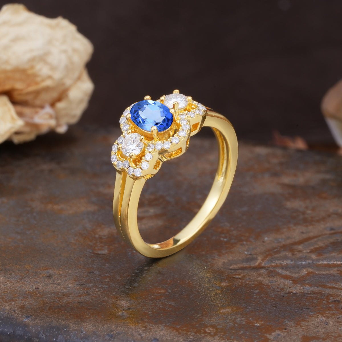 Vintage Milgrain Beaded Mixed Cut Sapphire Stacking Wedding Band - Additional view