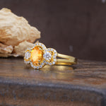 Vintage Milgrain Beaded Mixed Cut Citrine Stacking Wedding Band - Additional view