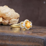 Vintage Milgrain Beaded Mixed Cut Citrine Stacking Wedding Band - Additional view