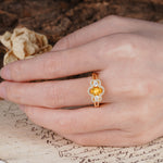 Vintage Milgrain Beaded Mixed Cut Citrine Stacking Wedding Band - Additional view