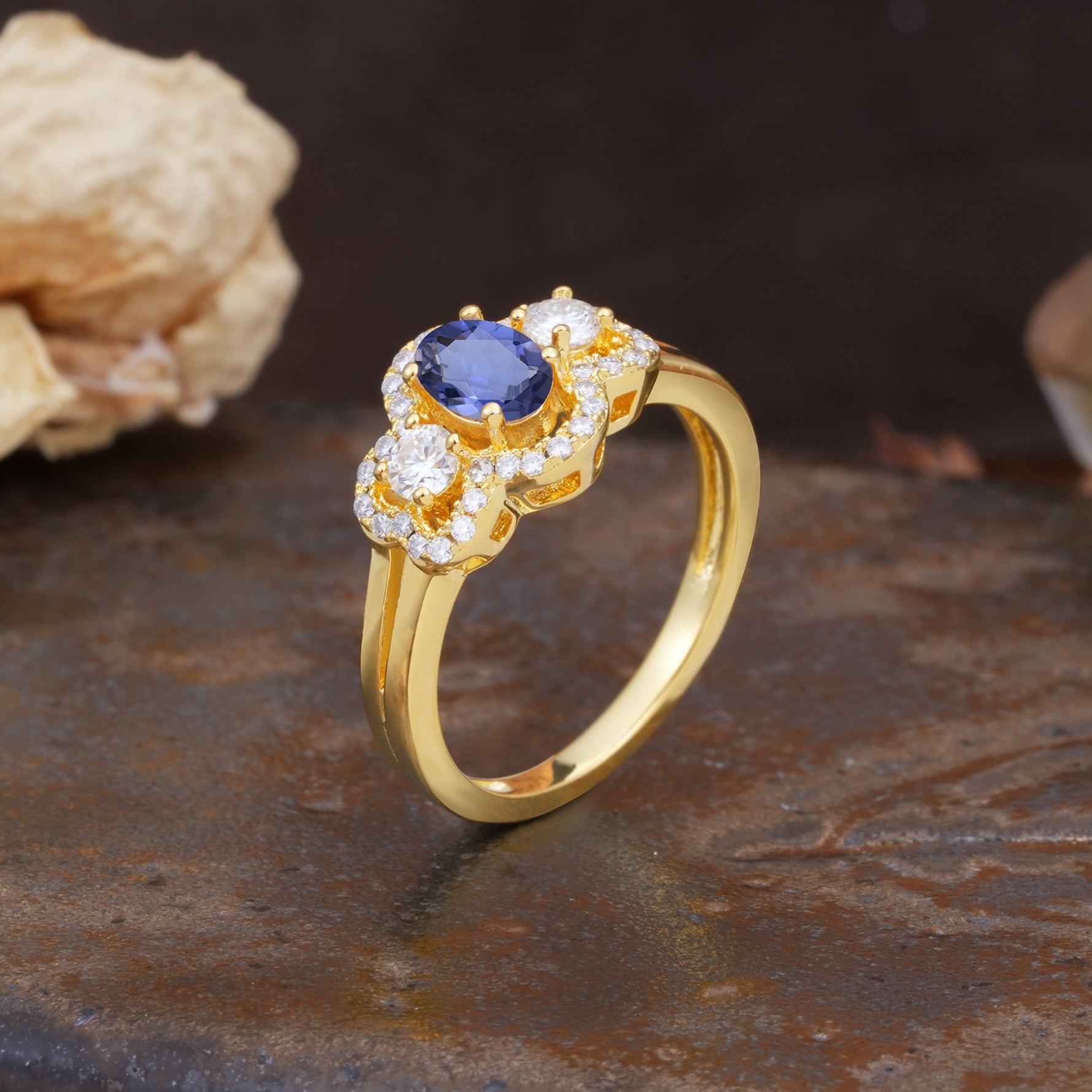 Vintage Milgrain Beaded Mixed Cut Tanzanite Stacking Wedding Band - Additional view