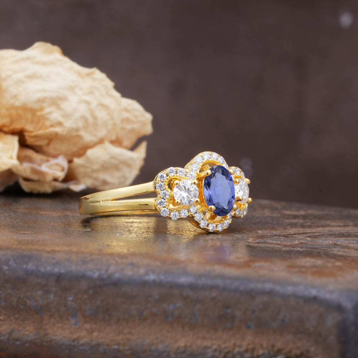 Vintage Milgrain Beaded Mixed Cut Tanzanite Stacking Wedding Band - Additional view