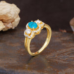 Vintage Milgrain Beaded Mixed Cut Turquoise Stacking Wedding Band - Additional view