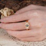 Vintage Milgrain Beaded Mixed Cut Black Rutilated Quartz Stacking Wedding Band - Additional view