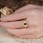 Vintage Milgrain Beaded Mixed Cut Black Onyx Stacking Wedding Band - Additional view