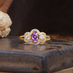 Vintage Milgrain Beaded Mixed Cut Amethyst Stacking Wedding Band - Additional view