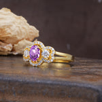 Vintage Milgrain Beaded Mixed Cut Amethyst Stacking Wedding Band - Additional view
