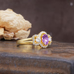 Vintage Milgrain Beaded Mixed Cut Amethyst Stacking Wedding Band - Additional view
