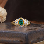 Vintage Milgrain Beaded Mixed Cut Emerald Stacking Wedding Band - Additional view