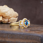 Vintage Milgrain Beaded Mixed Cut Alexandrite Stacking Wedding Band - Additional view