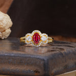 Vintage Milgrain Beaded Mixed Cut Ruby Stacking Wedding Band - Additional view