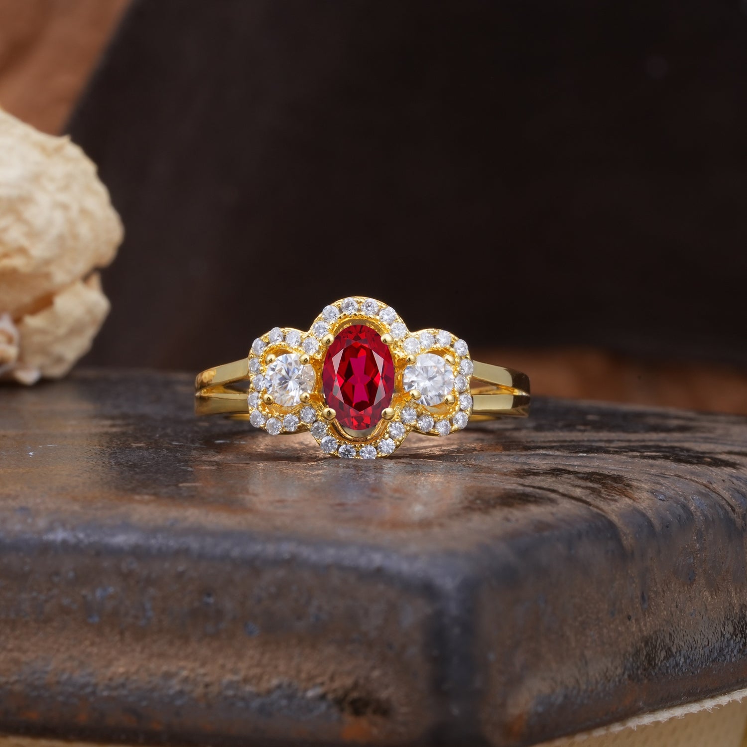 Vintage Milgrain Beaded Mixed Cut Ruby Stacking Wedding Band - Additional view