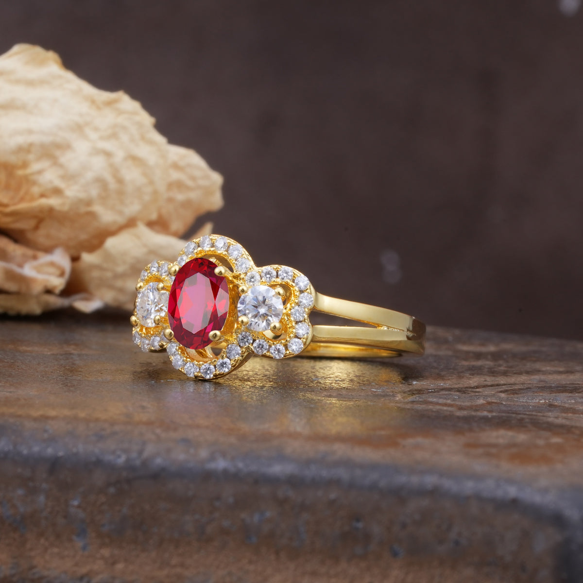 Vintage Milgrain Beaded Mixed Cut Ruby Stacking Wedding Band - Additional view