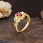 Vintage Milgrain Beaded Mixed Cut Ruby Stacking Wedding Band - Additional view