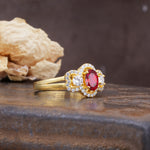 Vintage Milgrain Beaded Mixed Cut Ruby Stacking Wedding Band - Additional view