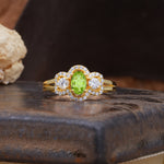 Vintage Milgrain Beaded Mixed Cut Peridot Stacking Wedding Band - Additional view