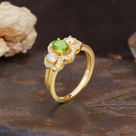 Vintage Milgrain Beaded Mixed Cut Peridot Stacking Wedding Band - Additional view