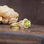 Vintage Milgrain Beaded Mixed Cut Peridot Stacking Wedding Band - Additional view