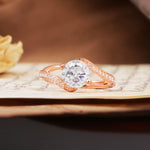 Unique 2 Prong Round Cut Moissanite Engagement Ring - Additional view