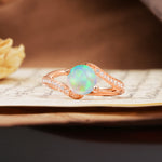 Unique 2 Prong Round Cut Fire Opal Engagement Ring - Additional view