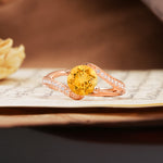 Unique 2 Prong Round Cut Citrine Engagement Ring - Additional view